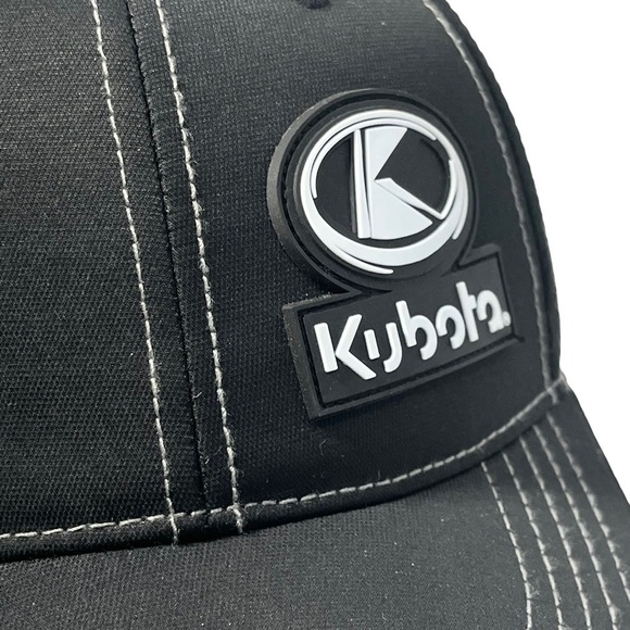 KUBOTA Tractor Adjustable Black Embroidered Baseball Hat Cap Curved Brim - Picture 6 of 8